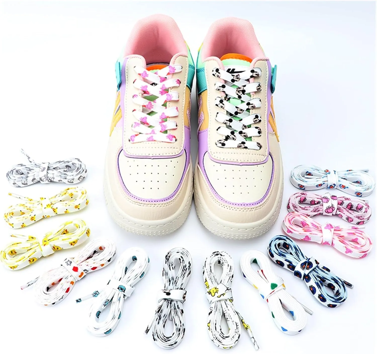 Cartoon Graffiti Printing Shoelaces Flat Shoe Laces Running Shoes Sneakers High Top Low Top Canvas Shoelace