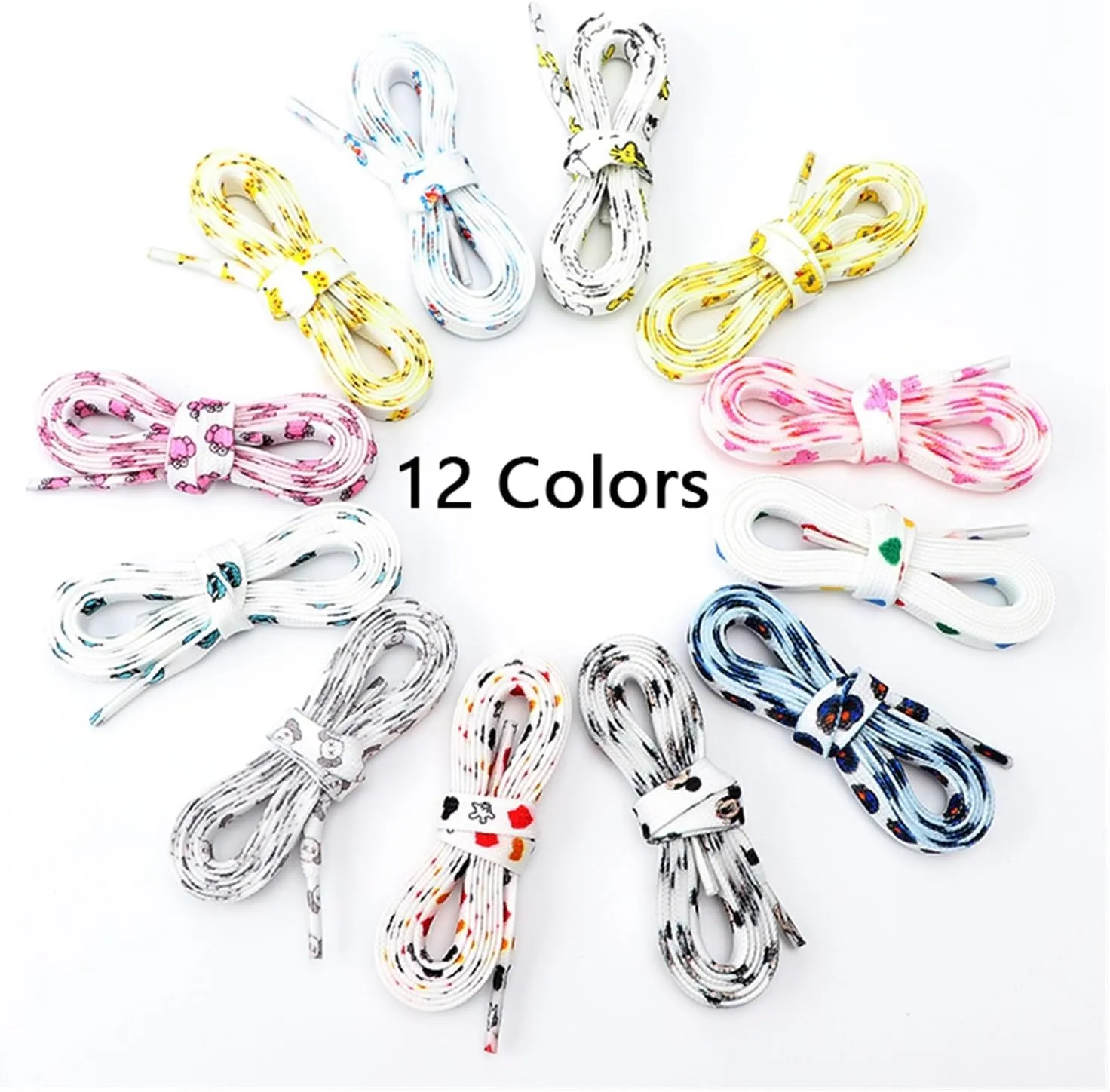 Cartoon Graffiti Printing Shoelaces Flat Shoe Laces Running Shoes Sneakers High Top Low Top Canvas Shoelace