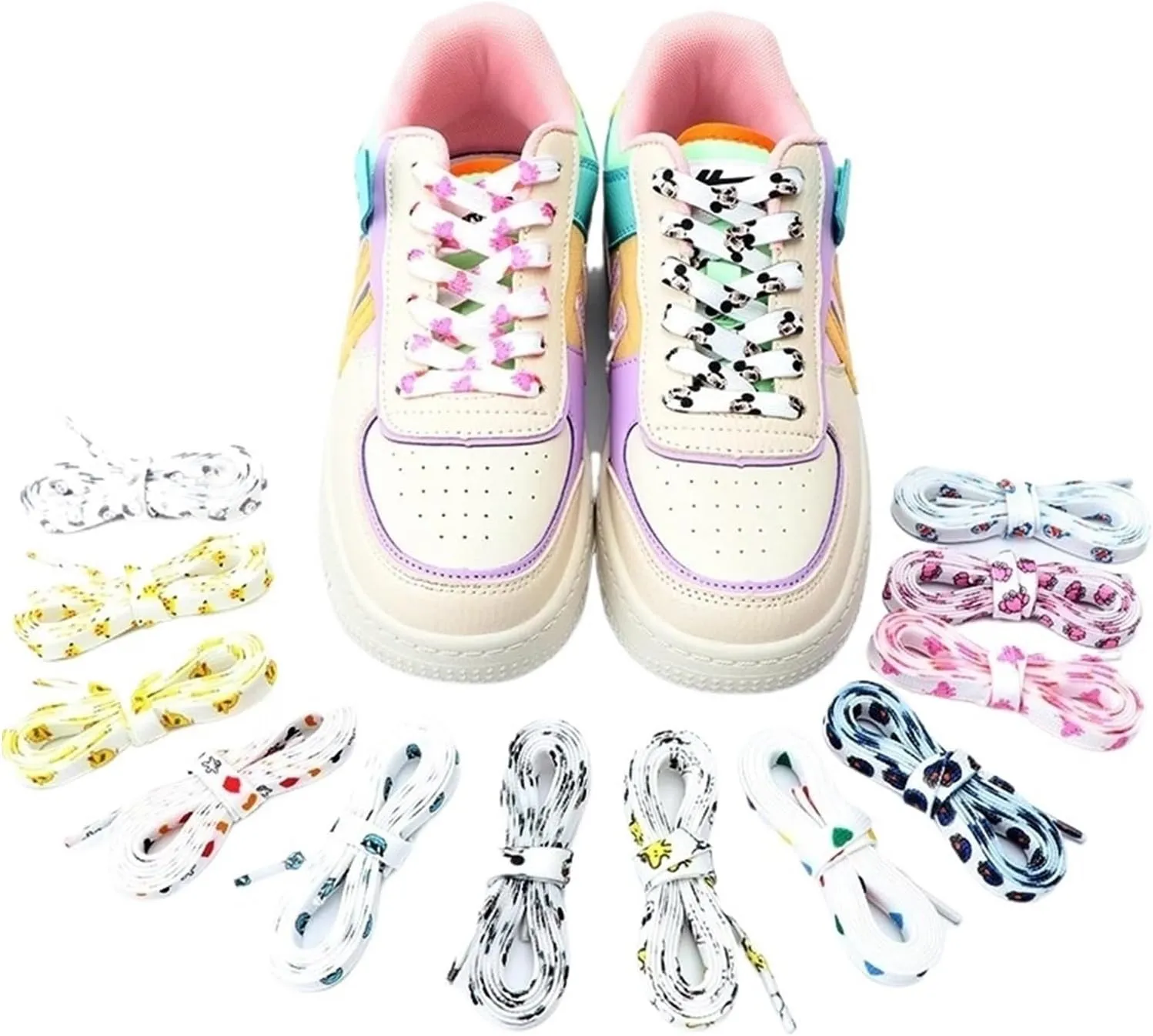 Cartoon Shoelaces Flat Printed Graffiti Shoelaces Sneakers Men And Women Casual Shoelaces Shoe Accessories