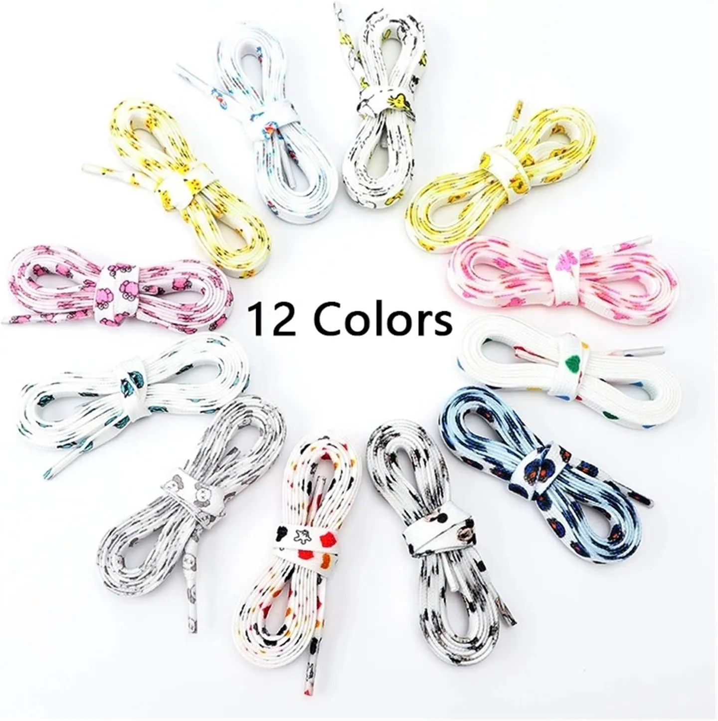 Cartoon Shoelaces Flat Printed Graffiti Shoelaces Sneakers Men And Women Casual Shoelaces Shoe Accessories
