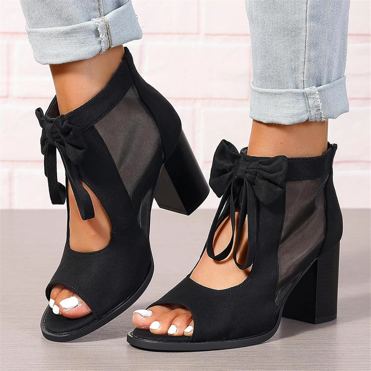 Chunky Heels For Women Wedding Open Toe Heeled Sandals Slip On Block Mid Heels Comfortable Party Dress Pumps Shoes