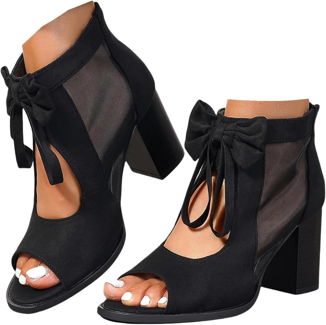 Chunky Heels For Women Wedding Open Toe Heeled Sandals Slip On Block Mid Heels Comfortable Party Dress Pumps Shoes