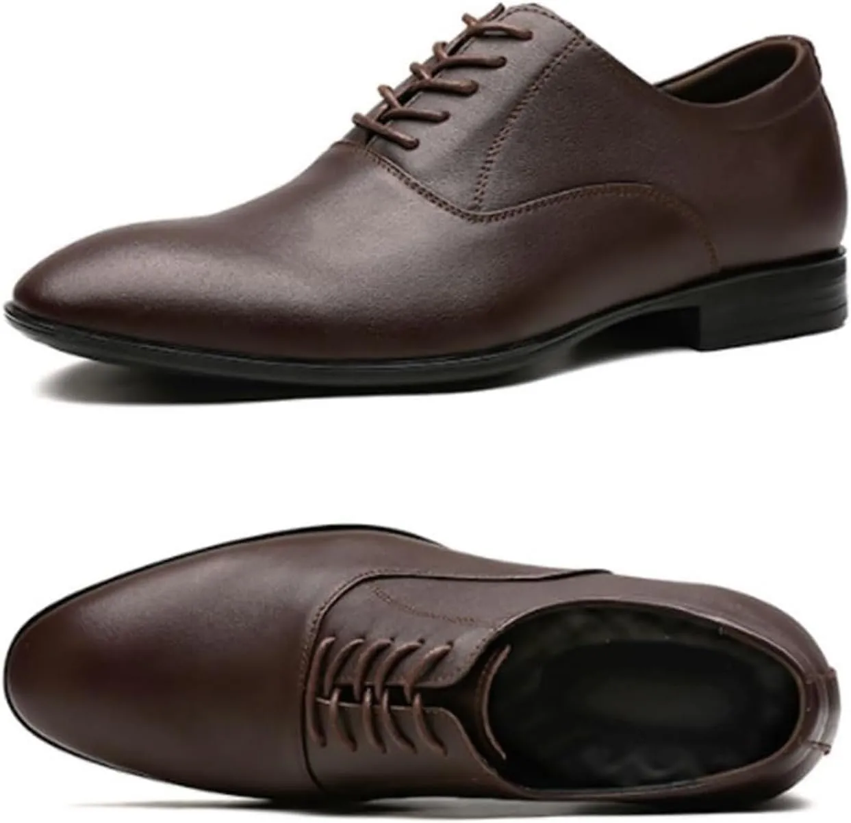 Classic Business Pointed Toe Leather Shoes Lace Up Men's Luxury Dress Shoes Elegant Wedding Prom Non-Slip Oxford Block Heel Non Slip Elegant Oxford