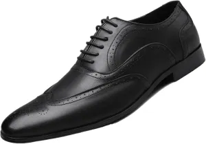 Classic Business Pointed Toe Leather Shoes Men's Luxury Dress Shoes Elegant Wedding Prom Non-Slip Oxford Elegant Brogue Rubber Sole Formal