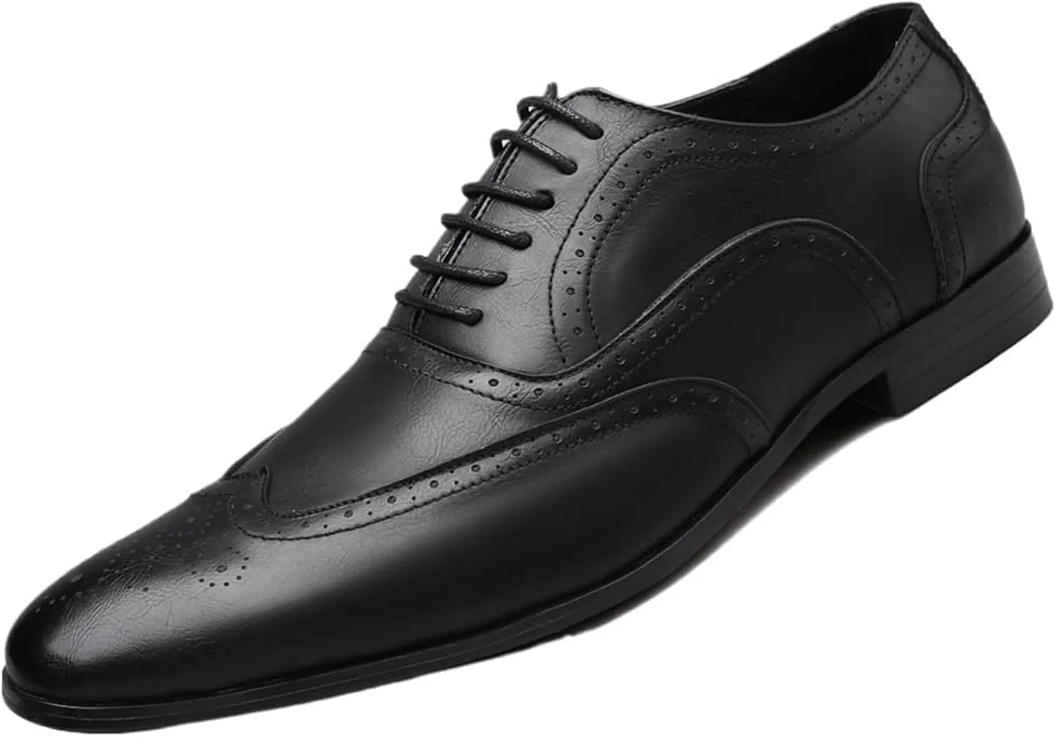Classic Business Pointed Toe Leather Shoes Men's Luxury Dress Shoes Elegant Wedding Prom Non-Slip Oxford Elegant Brogue Rubber Sole Formal