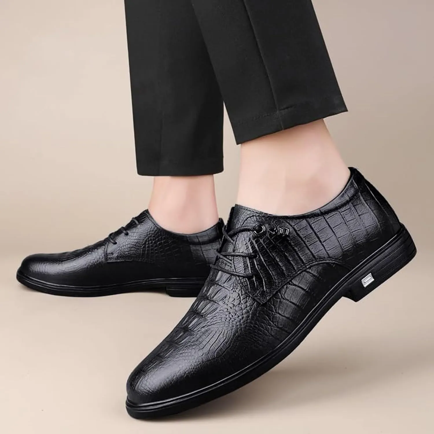 Classic Business Pointed Toe Leather Shoes Men's Luxury Dress Shoes Elegant Wedding Prom Non-Slip Oxford Elegant Genuine Leather Formal Party