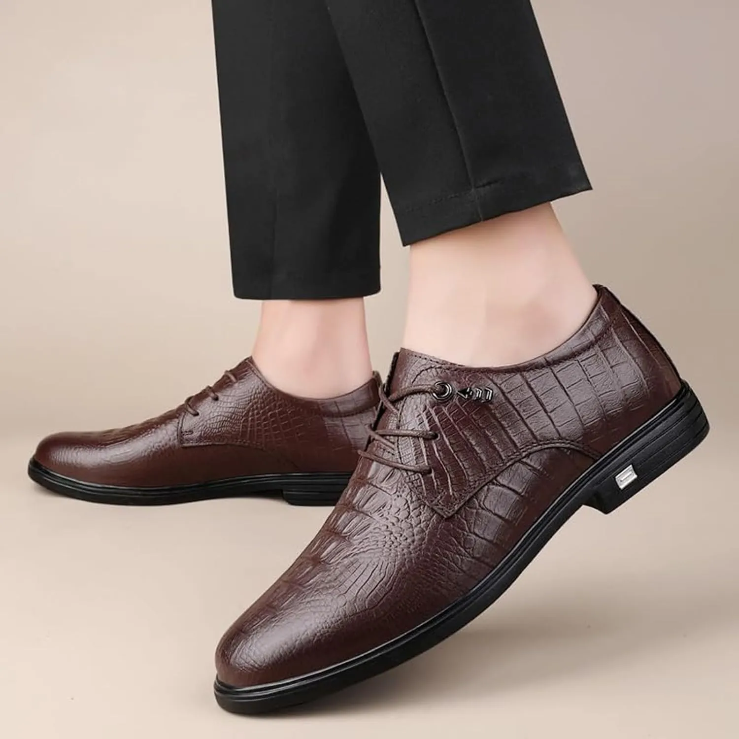 Classic Business Pointed Toe Leather Shoes Men's Luxury Dress Shoes Elegant Wedding Prom Non-Slip Oxford Elegant Genuine Leather Formal Party