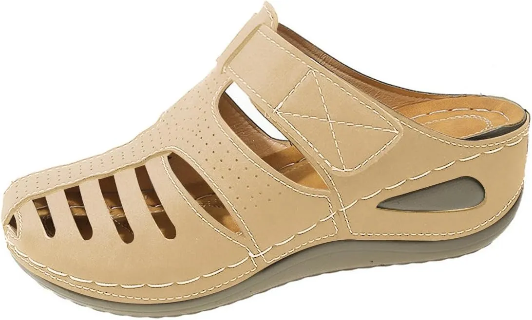 Clogs for Women Mules Shoes Casual Hollow Closed Toe Platform Sandals Breathable Sandals with Arch Support Summer Beach Rome Shoes