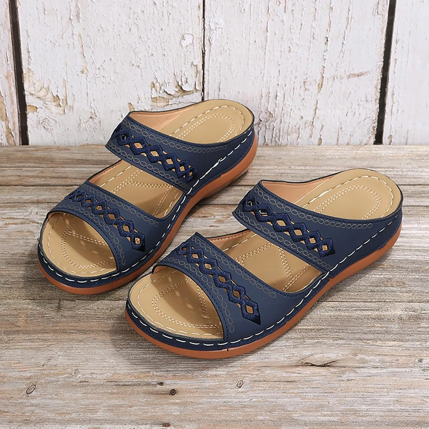 Comfortable Slip on Wedge Slide Sandals for Women Casual Platform Open Toe Wedge Sandal Fashion Beach Sandals