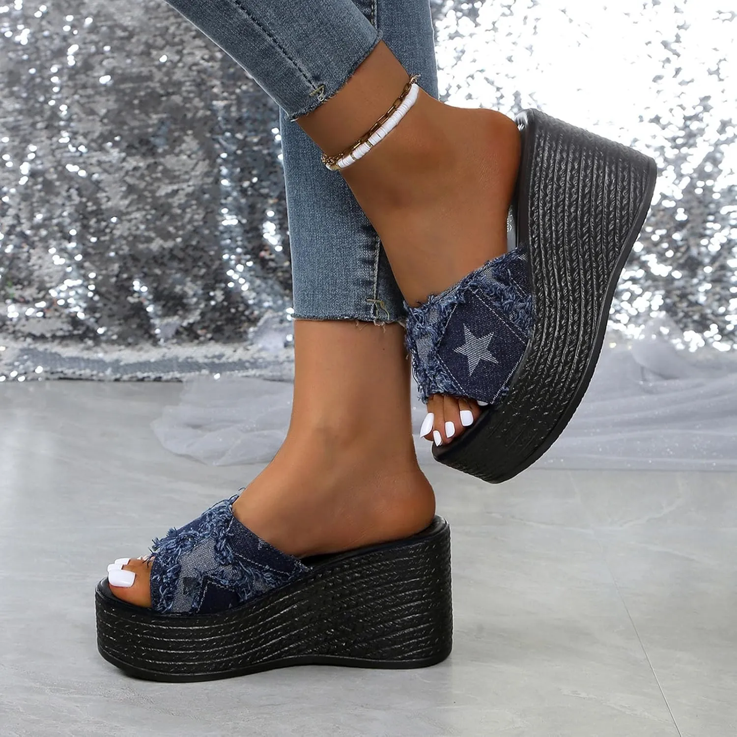 Comfortable Slip on Wedge Slide Sandals for Women Comfortable Outdoor Walking Sandal Casual Sandals for Women