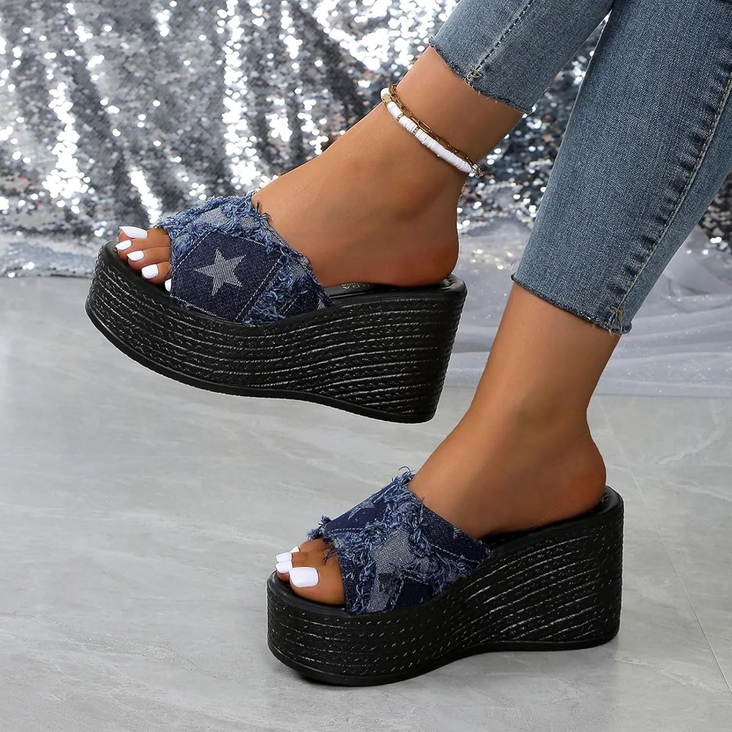 Comfortable Slip on Wedge Slide Sandals for Women Comfortable Outdoor Walking Sandal Casual Sandals for Women