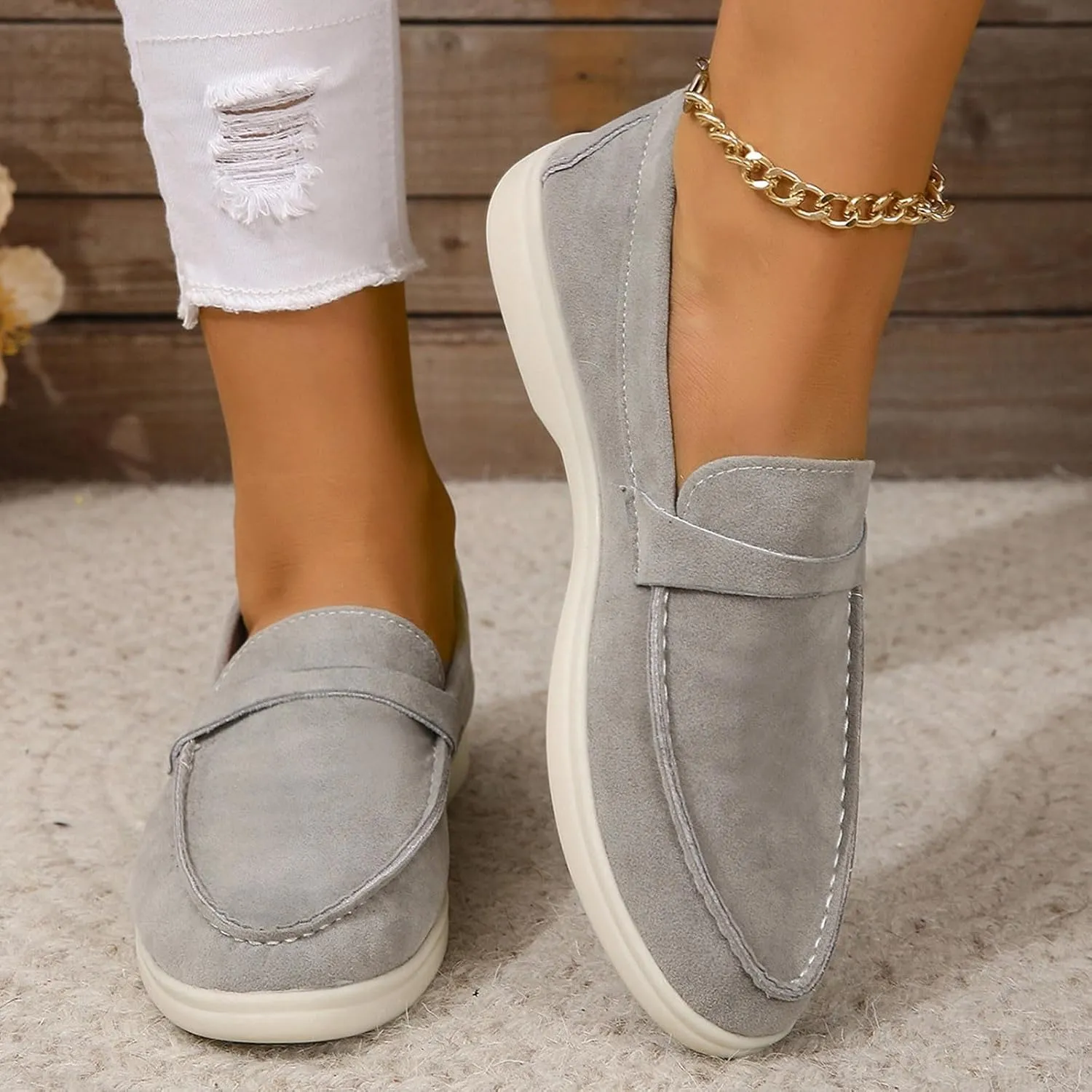 Comfy Loafers for Women, Penny Loafers Heeled Slip On Business Casual Shoes Driving Moccasins for Dressy Work School