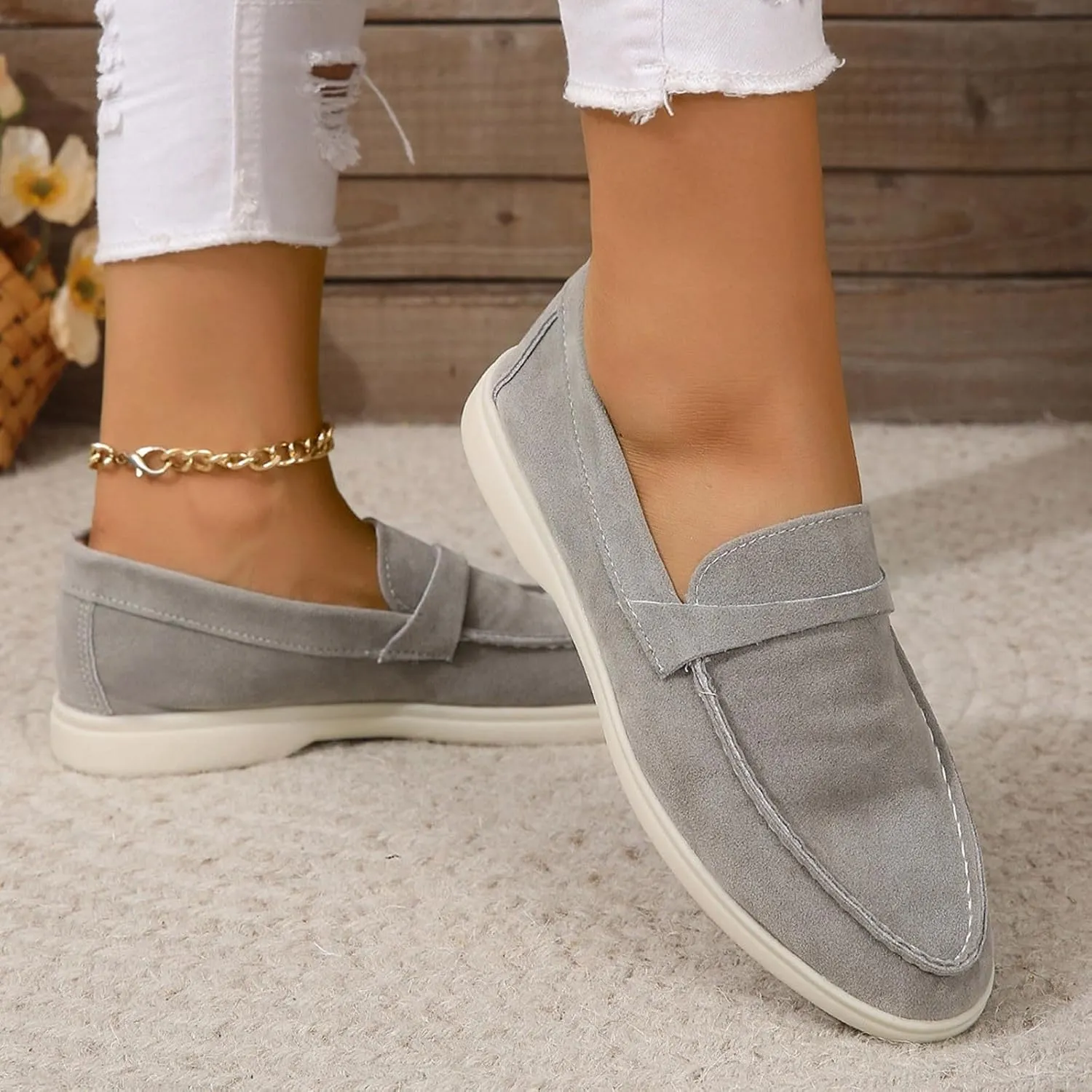 Comfy Loafers for Women, Penny Loafers Heeled Slip On Business Casual Shoes Driving Moccasins for Dressy Work School