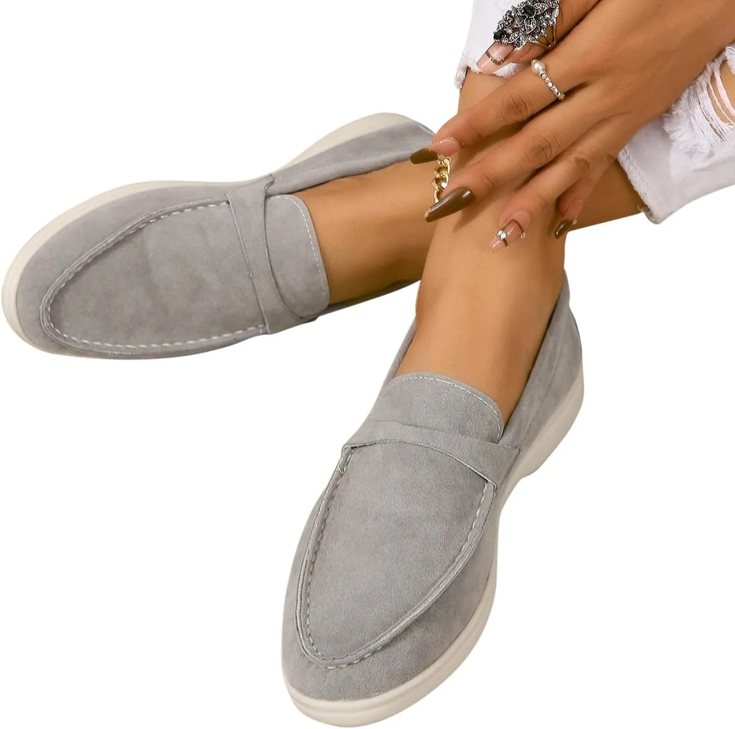 Comfy Loafers for Women, Penny Loafers Heeled Slip On Business Casual Shoes Driving Moccasins for Dressy Work School