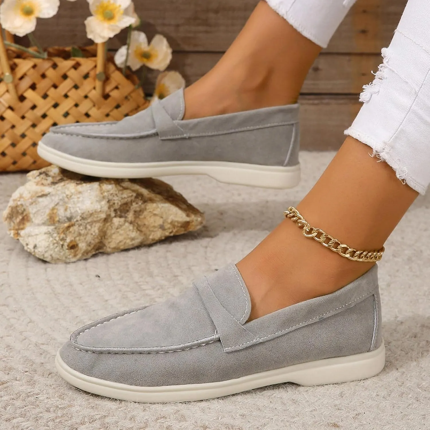 Comfy Loafers for Women, Penny Loafers Heeled Slip On Business Casual Shoes Driving Moccasins for Dressy Work School