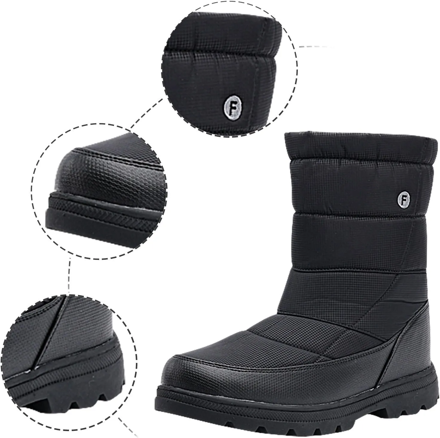 Couples Water Proof Insulated Snow Boots Casual Mid Calf Boots Fleece Lined Warm Winter Boots Fuzzy Snow Boot