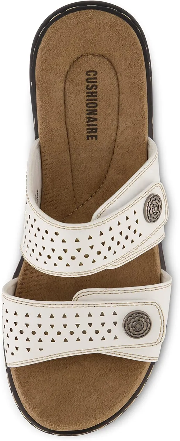 CUSHIONAIRE Women's Betsy comfort footbed slide Sandal with adjustable straps and  Comfort