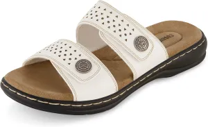 CUSHIONAIRE Women's Betsy comfort footbed slide Sandal with adjustable straps and  Comfort