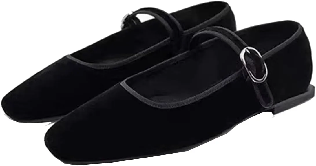 Elegant Ballet Flats for Women Buckle Strap Mary Jane Flats