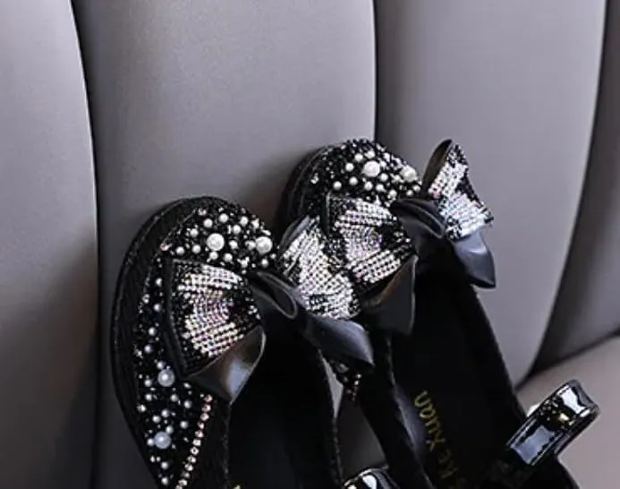 Elegant Girls Mary Jane Ballerina Flats Glitter Princess Dress Shoes