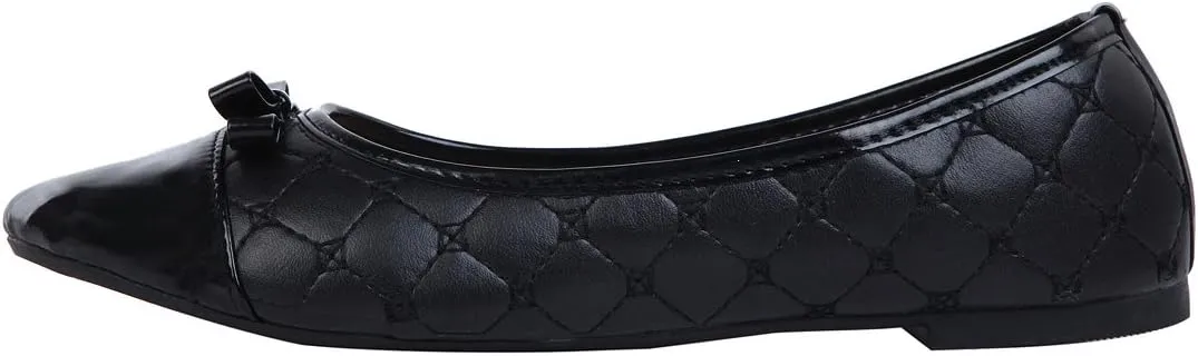 Elegant Women's Black Quilted Ballet Flat Shoes