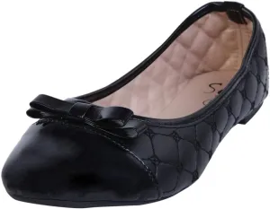 Elegant Women's Black Quilted Ballet Flat Shoes