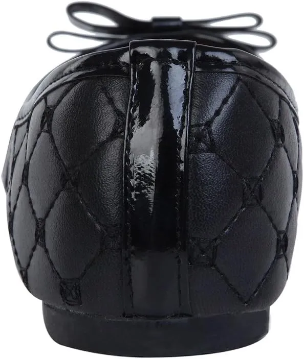 Elegant Women's Black Quilted Ballet Flat Shoes