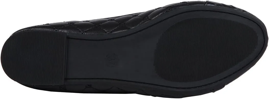 Elegant Women's Black Quilted Ballet Flat Shoes