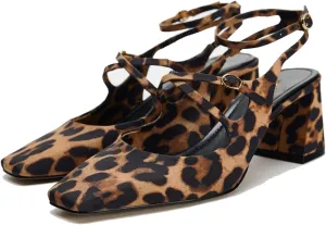 Elegant Womens Chunky Heel Bow Slingback Mary Janes
