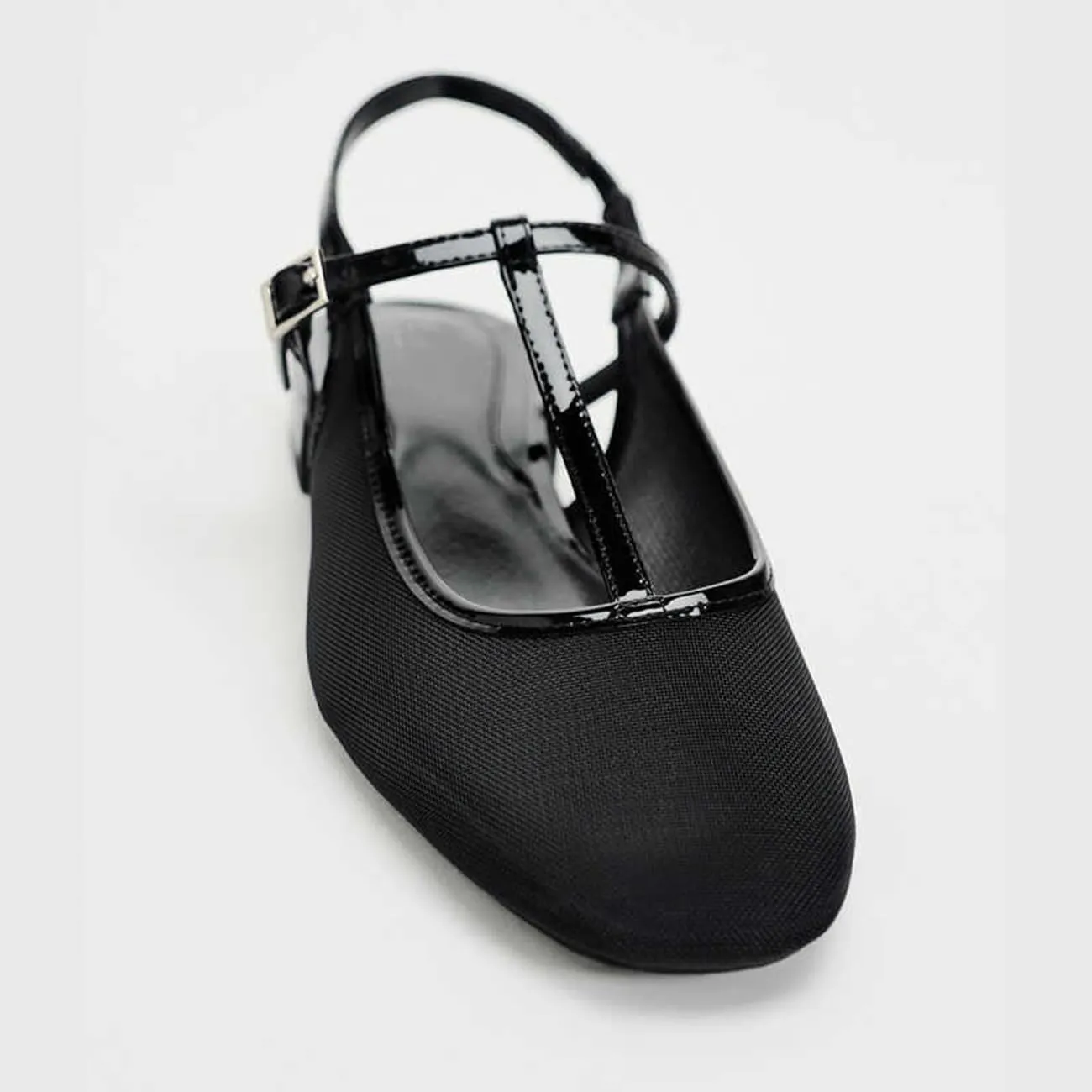 Elegant Womens Mesh Slingback Mary Janes Chunky Heel Pumps Buckle Strap Work Pumps