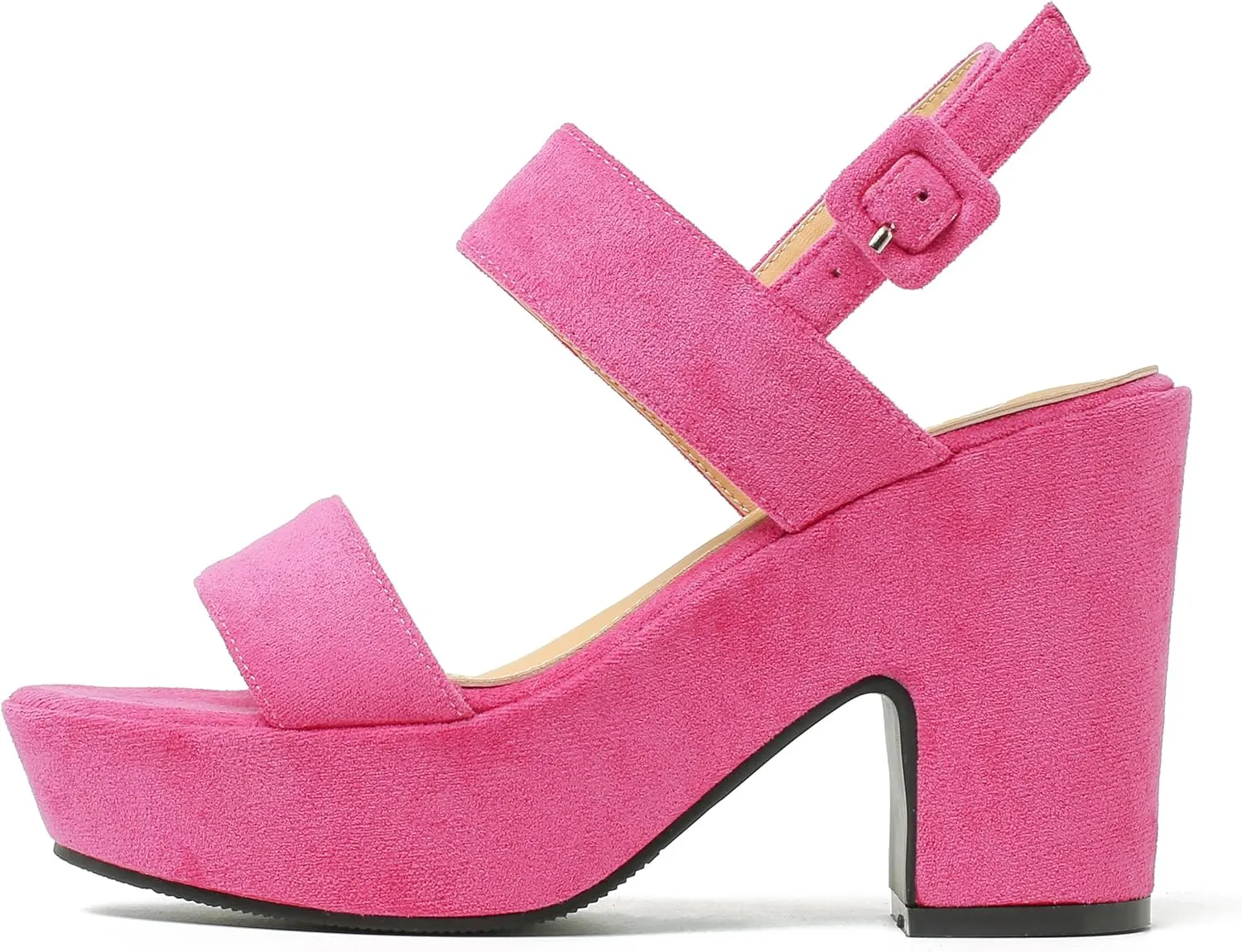 Enelauge Women's Platform Heels Sandals Block Chunky High Heeled Suede Wedges Sandal Open toe Ankle Strap Wedding Party Dress Pumps