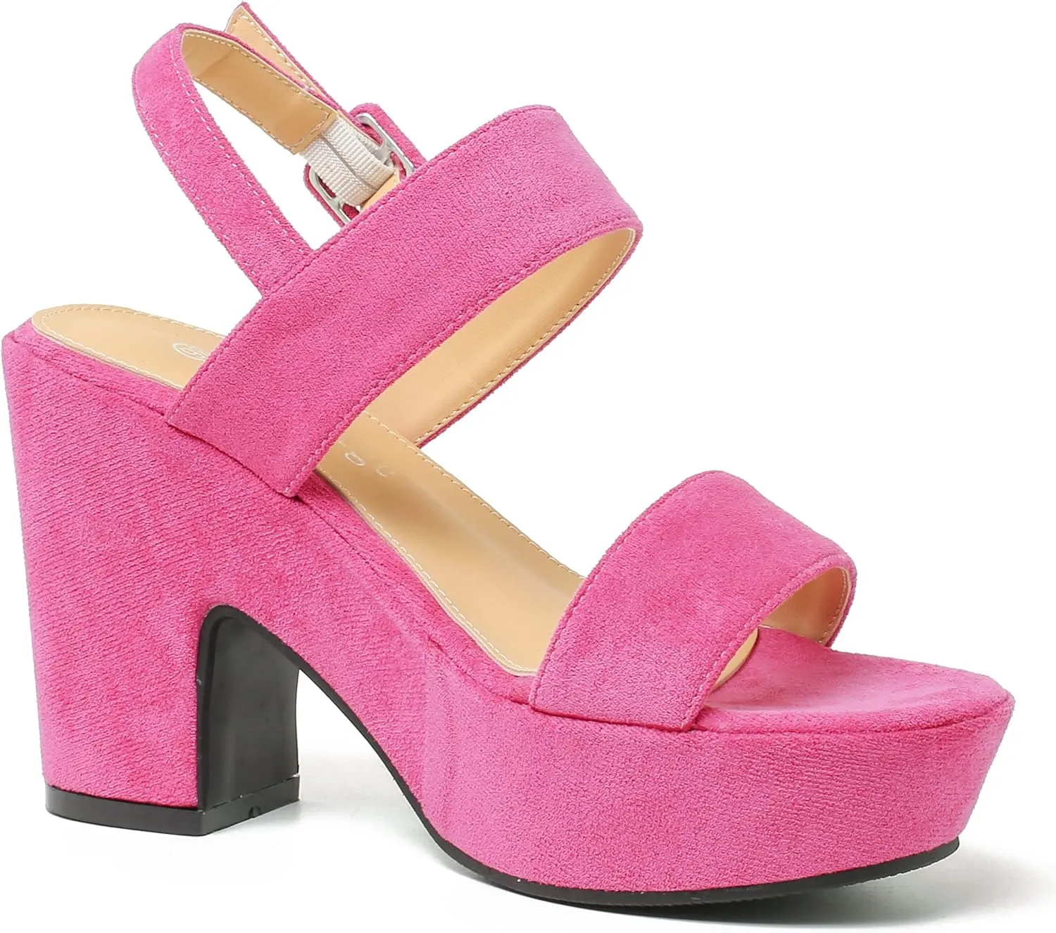 Enelauge Women's Platform Heels Sandals Block Chunky High Heeled Suede Wedges Sandal Open toe Ankle Strap Wedding Party Dress Pumps