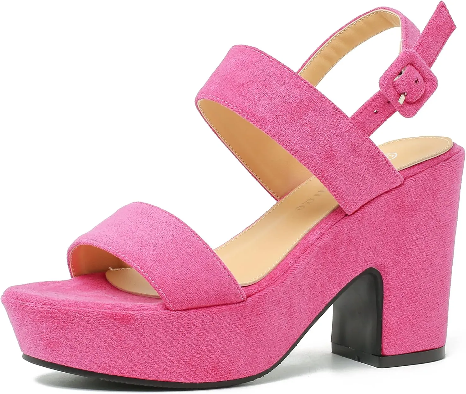 Enelauge Women's Platform Heels Sandals Block Chunky High Heeled Suede Wedges Sandal Open toe Ankle Strap Wedding Party Dress Pumps