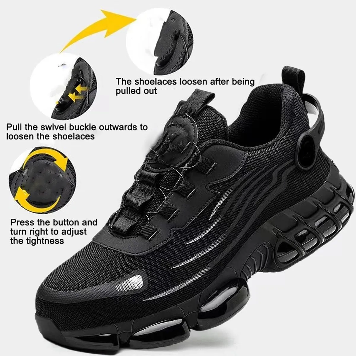 Evontura Steel Toe Shoes,Steel Toe Shoes Power Trainers,Evontura Steel Toe Boots,Men's Steel Toe Safety Work Shoes(Black,13)