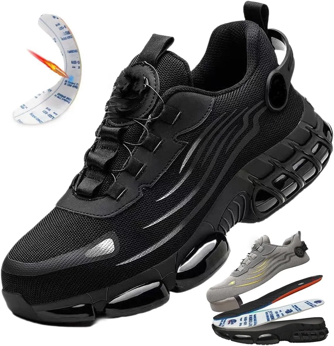 Evontura Steel Toe Shoes,Steel Toe Shoes Power Trainers,Evontura Steel Toe Boots,Men's Steel Toe Safety Work Shoes(Black,13)
