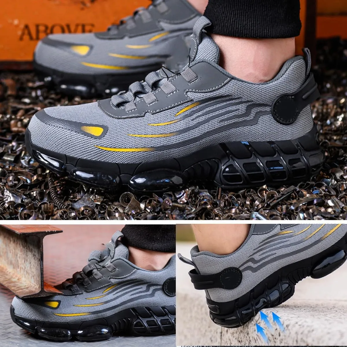 Evontura Steel Toe Shoes,Steel Toe Shoes Power Trainers,Evontura Steel Toe Boots,Men's Steel Toe Safety Work Shoes(Black,13)
