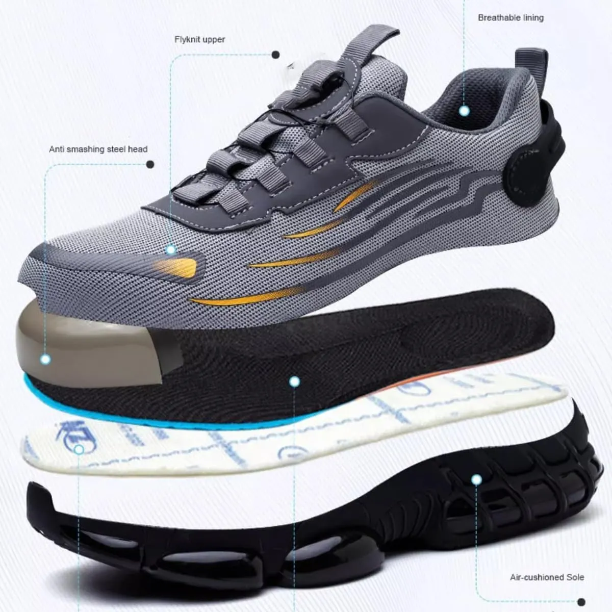 Evontura Steel Toe Shoes,Steel Toe Shoes Power Trainers,Evontura Steel Toe Boots,Men's Steel Toe Safety Work Shoes(Black,13)