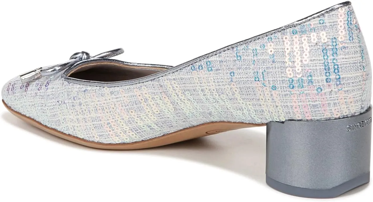 Franco Sarto Women's Natalia Square Toe Block Heel Pump with Bow