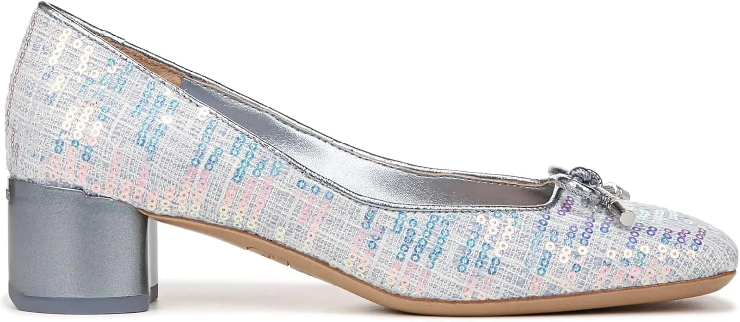Franco Sarto Women's Natalia Square Toe Block Heel Pump with Bow