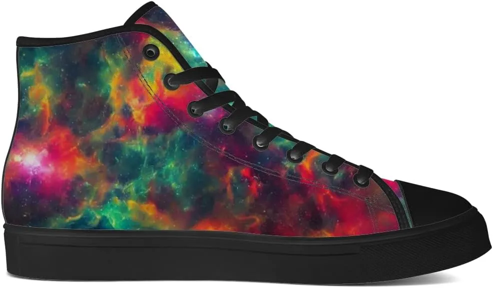 Galaxy Shoes for Men Women High Top Canvas Sneakers Lace Up Casual Walking Shoes Gifts for Dad Mom