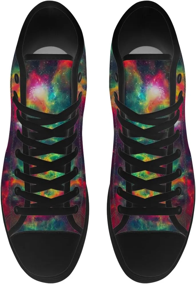 Galaxy Shoes for Men Women High Top Canvas Sneakers Lace Up Casual Walking Shoes Gifts for Dad Mom