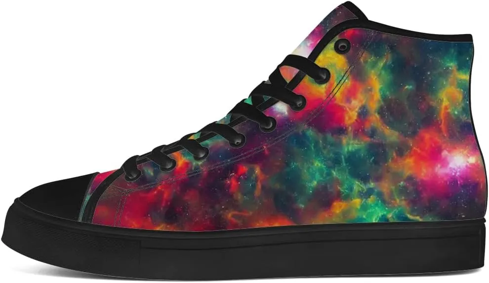 Galaxy Shoes for Men Women High Top Canvas Sneakers Lace Up Casual Walking Shoes Gifts for Dad Mom