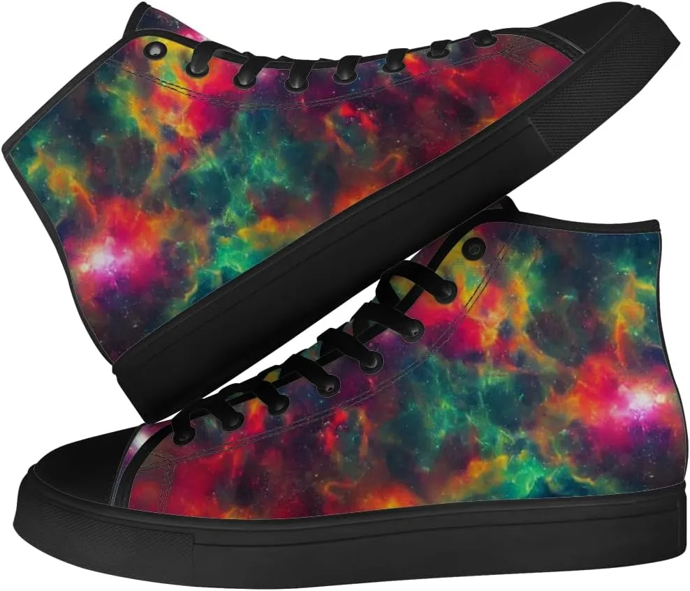 Galaxy Shoes for Men Women High Top Canvas Sneakers Lace Up Casual Walking Shoes Gifts for Dad Mom