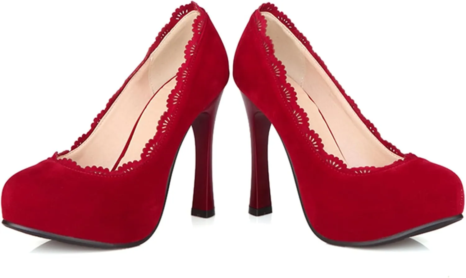 Gicoiz Platform Stiletto Heels Women Round Toe Suede Pumps