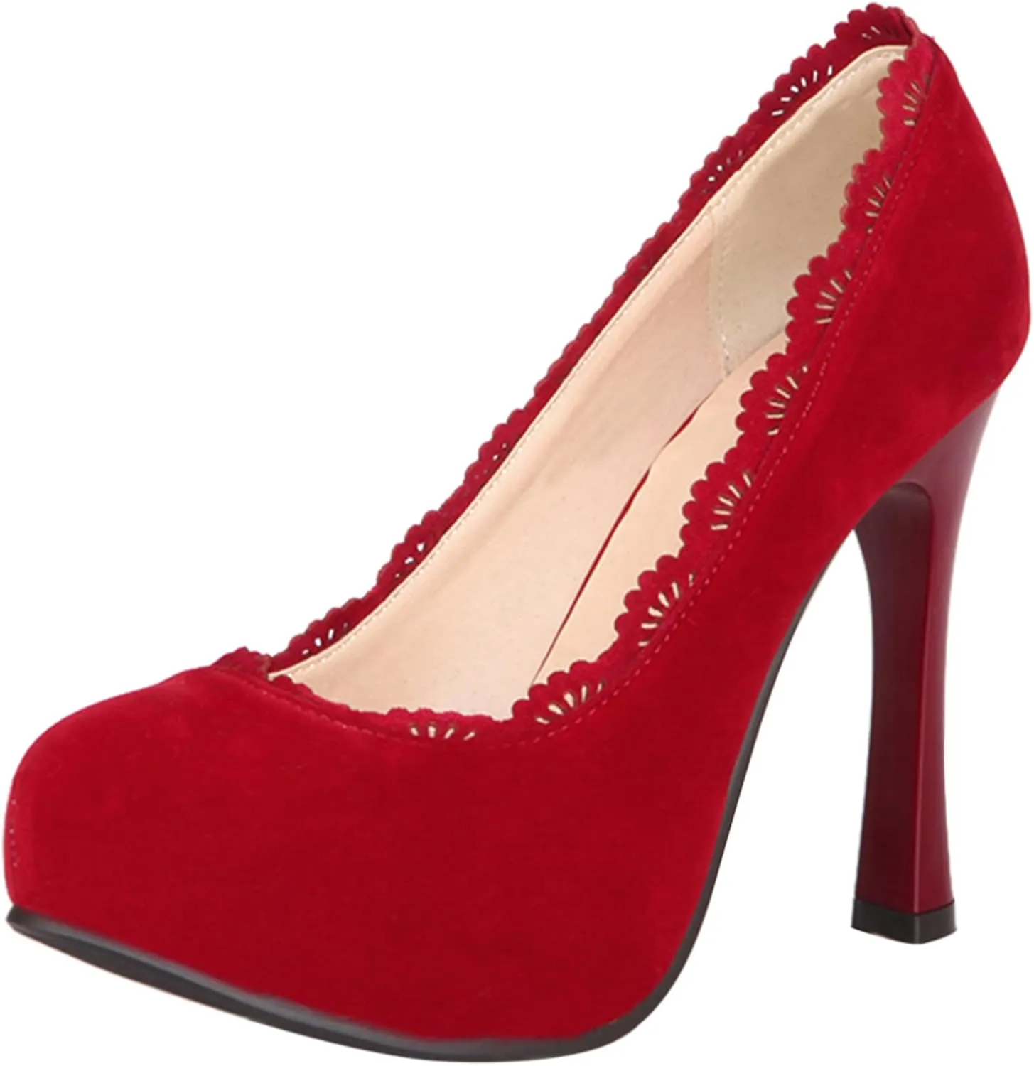 Gicoiz Platform Stiletto Heels Women Round Toe Suede Pumps