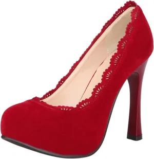 Gicoiz Platform Stiletto Heels Women Round Toe Suede Pumps