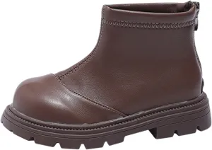 Girls Ankle Boots Black Platform Booties for Toddler Girls Front Zipper Cheer Shoes Outdoor Warm Outdoor Hiking Shoes