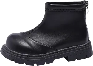 Girls Ankle Boots Black Platform Booties for Toddler Girls Front Zipper Cheer Shoes Outdoor Warm Outdoor Hiking Shoes