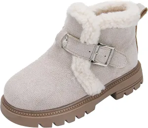 Girls Boots Kids Ankle Boots for Toddler Little Kid Big Kid Fleece Lined Short Booties Non Slip Warm Winter Boot