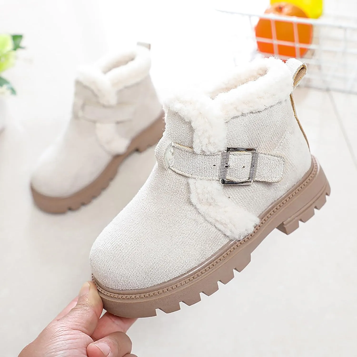 Girls Boots Kids Ankle Boots for Toddler Little Kid Big Kid Fleece Lined Short Booties Non Slip Warm Winter Boot